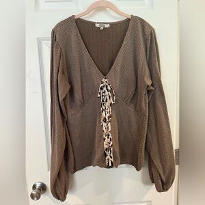 Beige and Cow print Top